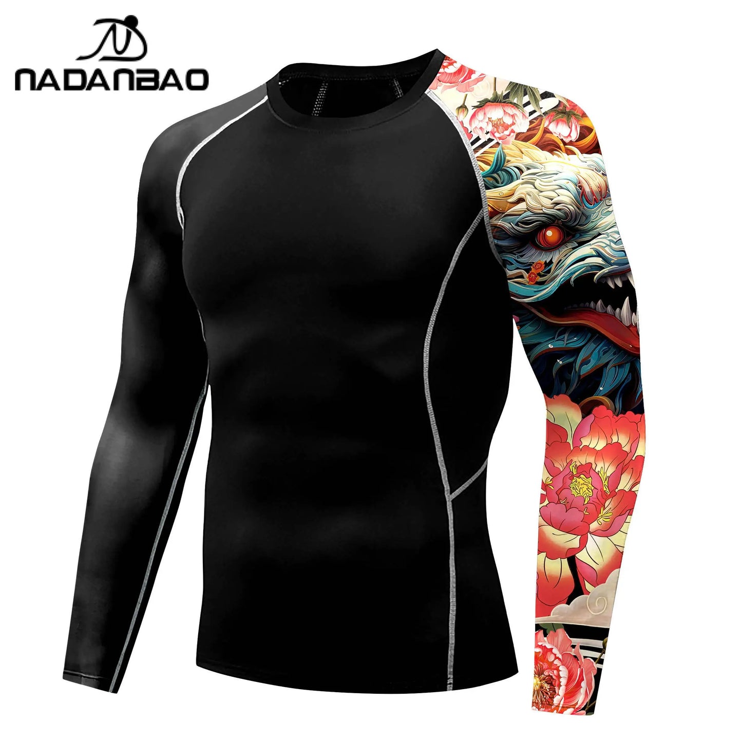 Nadanbao Quick Drying Long Sleeve Surfing Wetsuit for Men Gym Shirts Fitness T-Shirt Summer Swimwear Swimming Top Male Clothes
