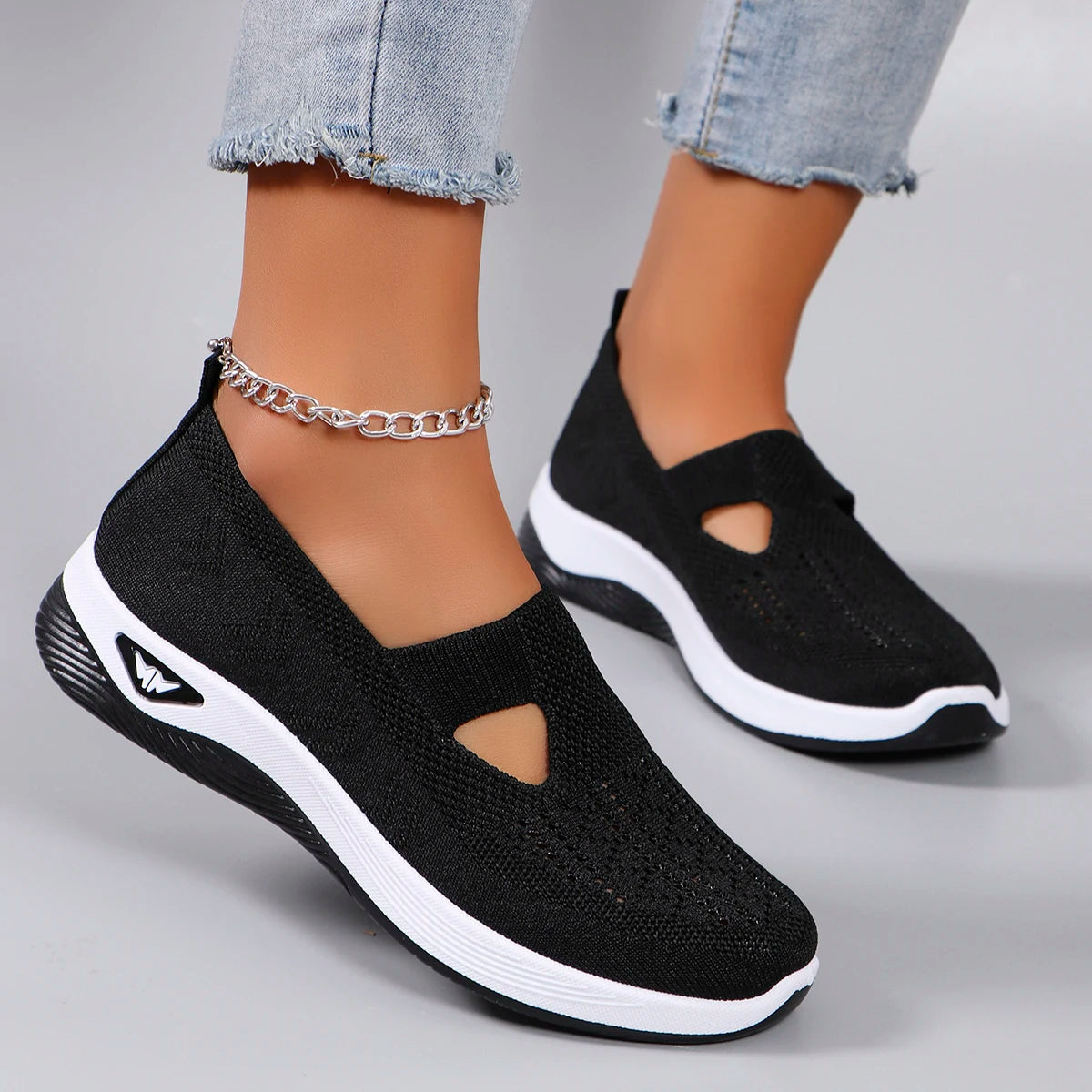 Women's sports shoes, fashionable, breathable, lightweight, non-slip, wear-resistant, casual sports shoes, flat shoes