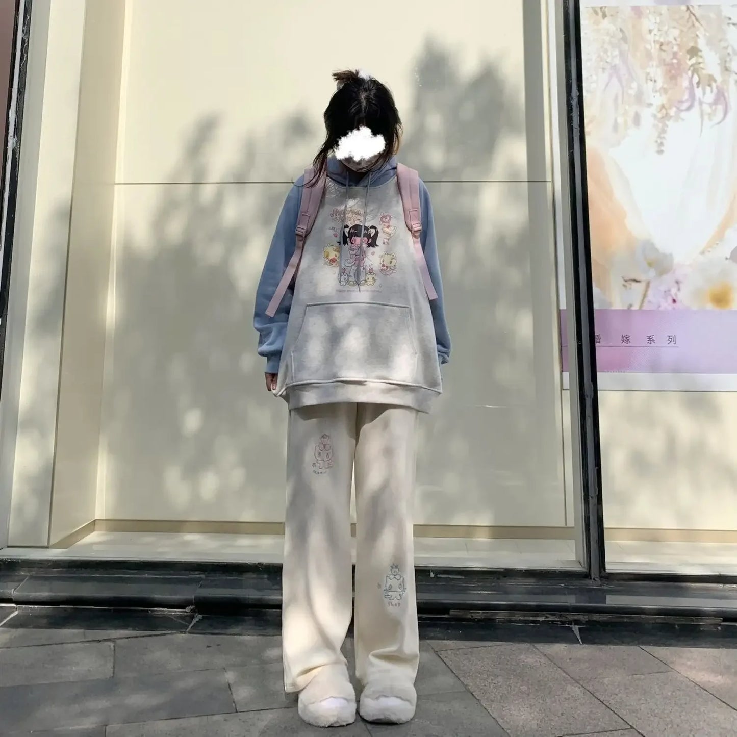 Embroidery Loose Causal  High Waist Versatile Wide Leg Pants