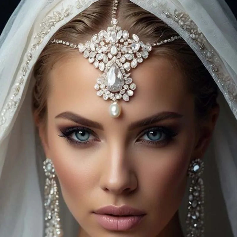 Exaggerated Head Chain Jewelery  Boho  Pearl Forehead Wedding Festival Headdress Accessories