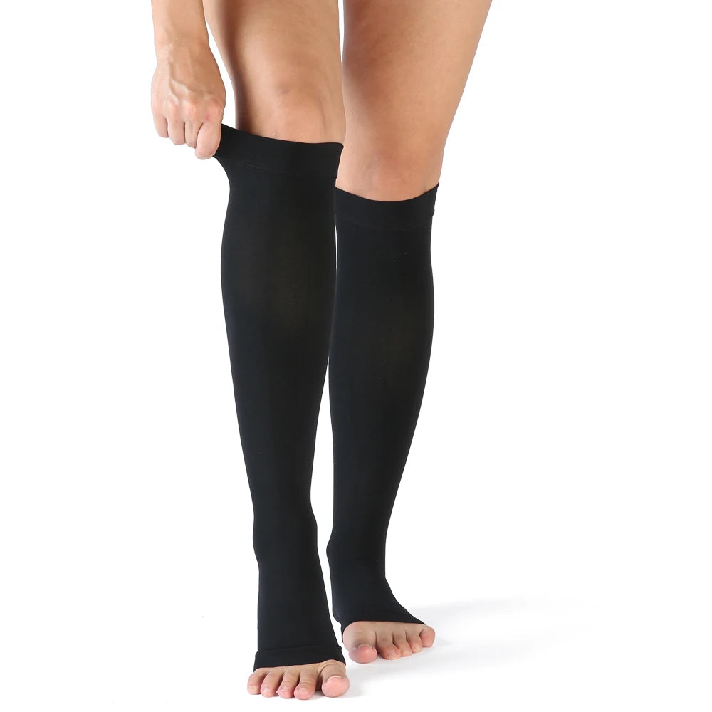 40-50 mmHg Compression Socks Knee High Open Toe, Support, Increase Blood Circulation