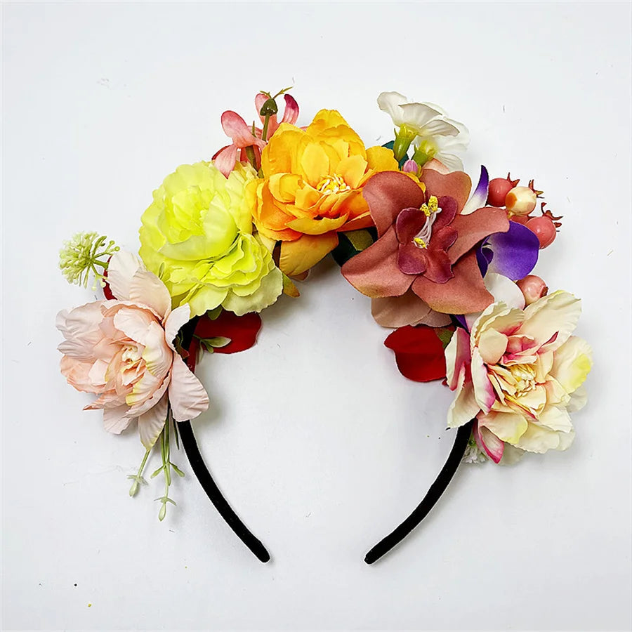 Fashion personality Boho Flower Crowns Headband For Women Faux Floral Hairband