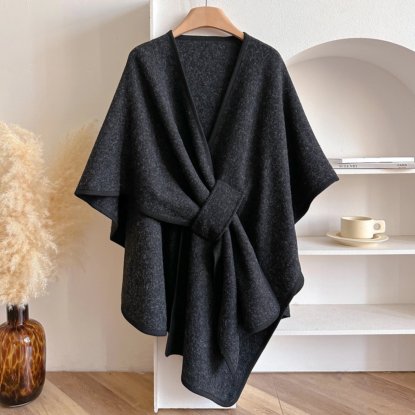 Women's Poncho Winter Warm Shawl Double Sided Designer Thickening Blanket Luxury Scarf Female Cloak Cashmere Pashmina