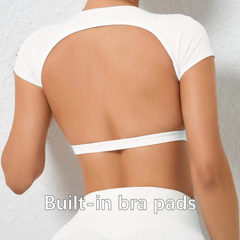 Sports Shirts Breathable Workout Tops Fitness Sportswear Female Backless Yoga Clothing Sport Crop Tops Women Gym Top