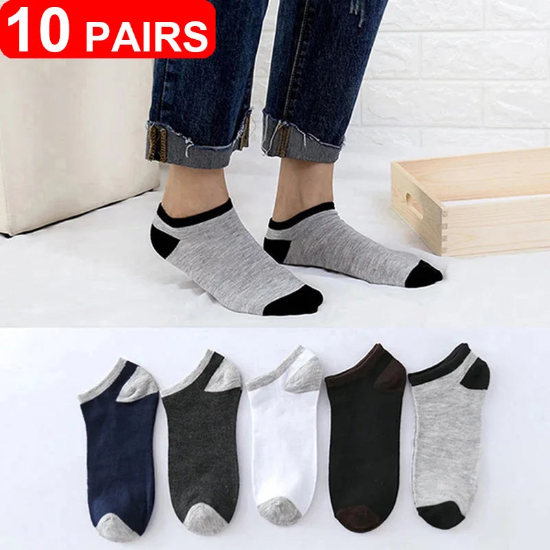 20pcs=10 Pairs Summer Autumn Men Cotton Socks Sport Breathable Ankle Socks Quality Mesh Casual Athletic Thin Cut Short