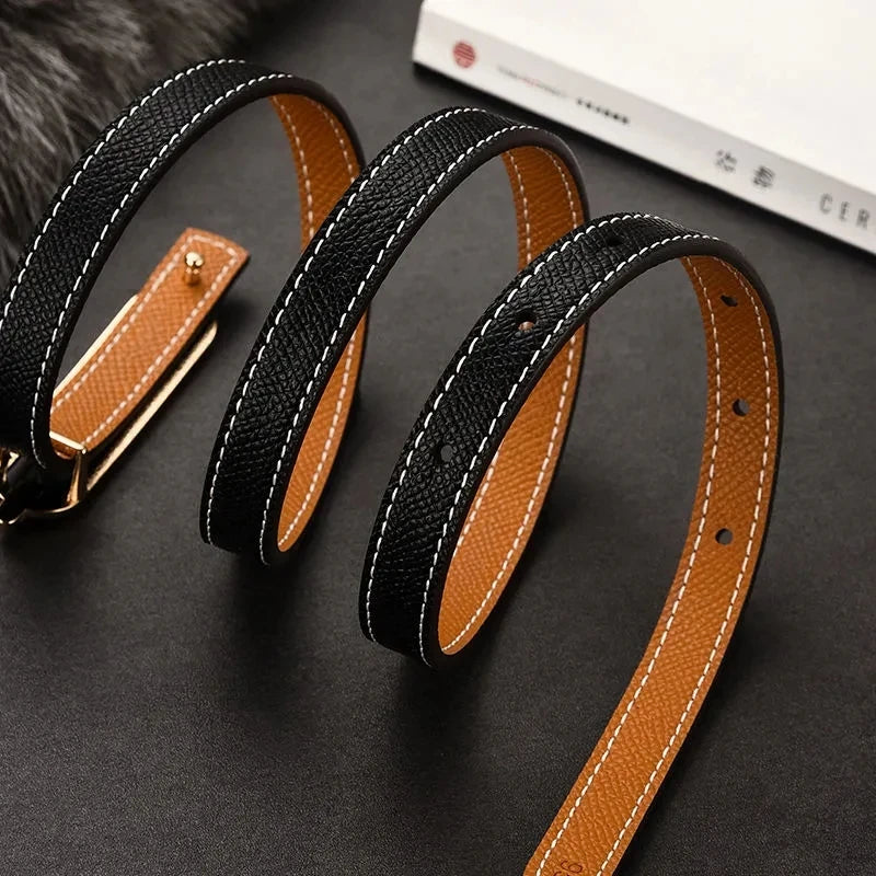 Double-sided use of women's leather belt decorated  fashion jeans wild trend luxury design top quality brand