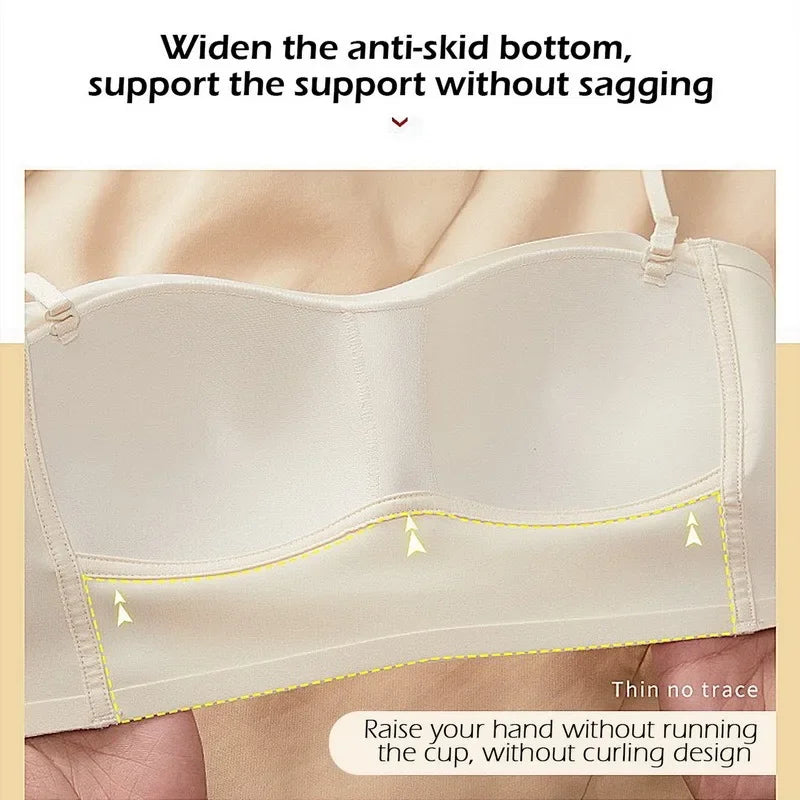 Seamless Women Tube Top Push Up Bandeau Bra Strapless