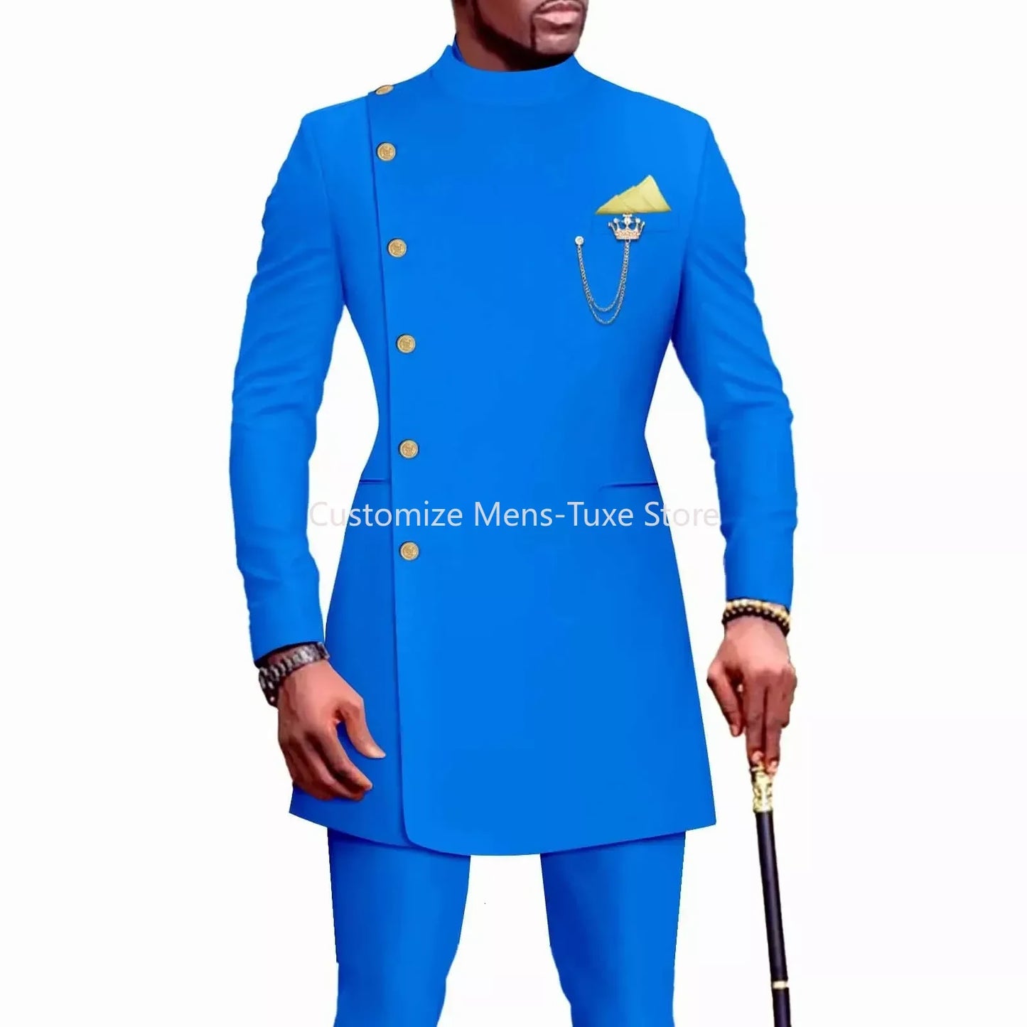 Men's Suits Blazers African Style Clothes for Men Suit 2 Piece Jacket Pants Traditional Wedding Slim Fit Solid Color Festival Party