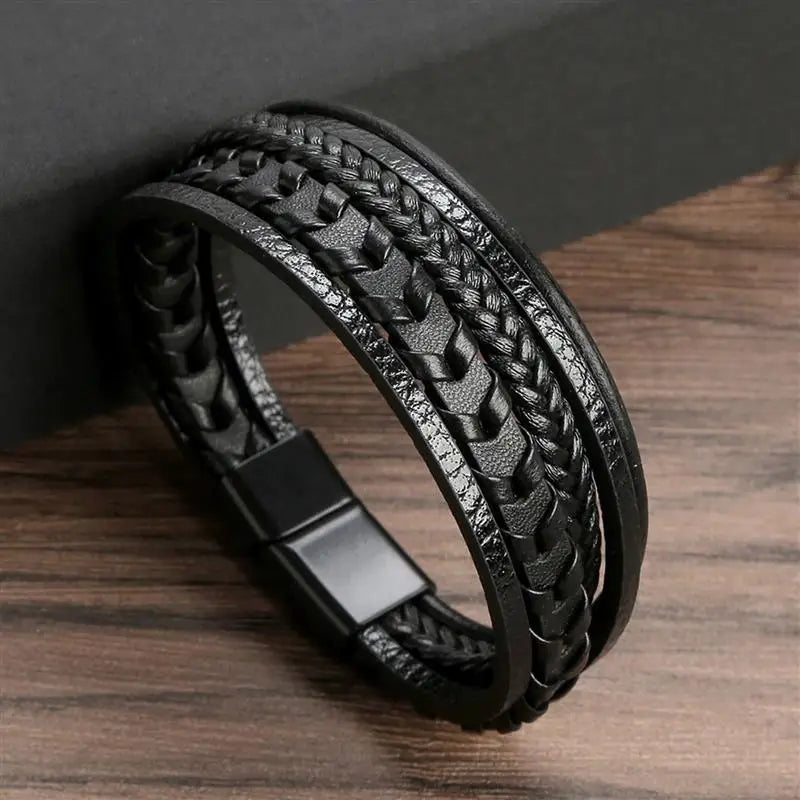 Classic Men's Leather Bracelet  Style Hand-woven Multi-layer Combination Accessory Fashion Man Jewelry