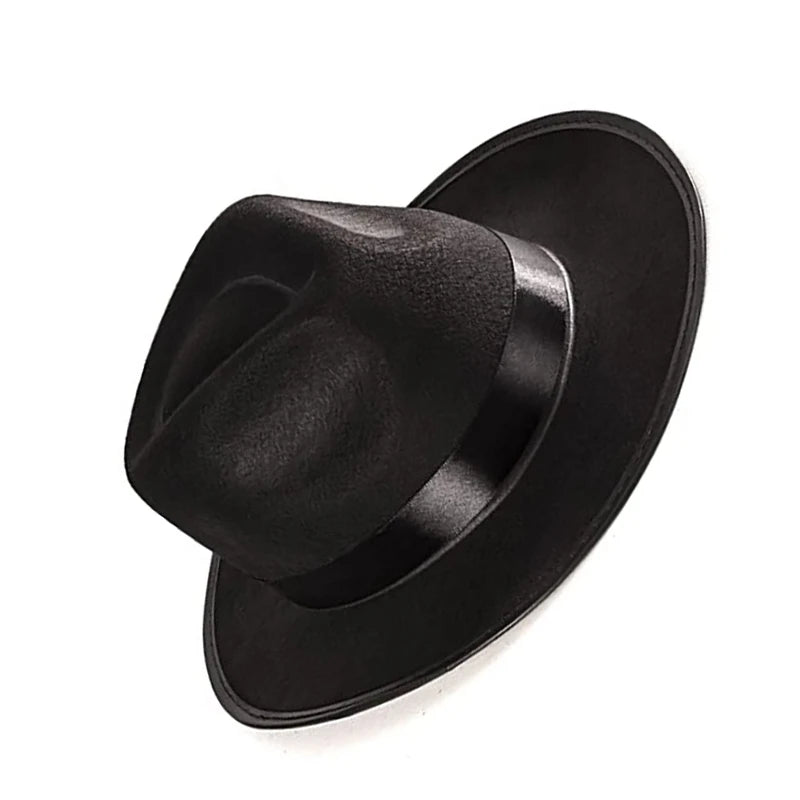 Vintage Style Wide Brim Fedora Hat with Ribbon Band