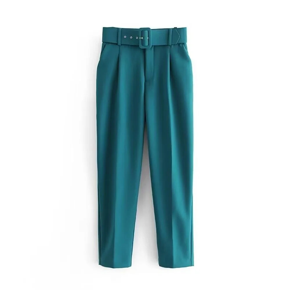 Casual Women's Wear Simple Fashion Solid Color Suit Top Straight Pants Set Two Piece Set Blazer Pants
