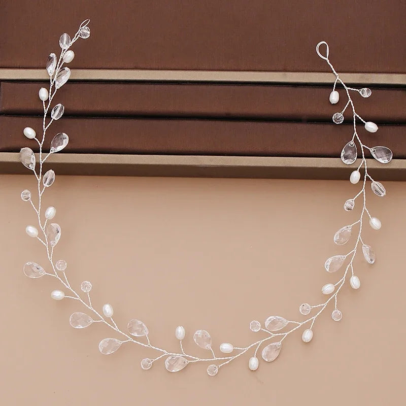 Pearl Headband  Hair Accessories Rhinestone Crystal Wedding Headband For Women Bride Head piece Hair Jewelry