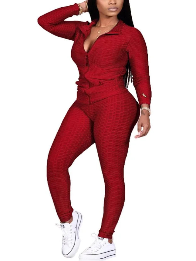 Women Two Piece Outfits  Long sleeve top Elastic waist bottom
