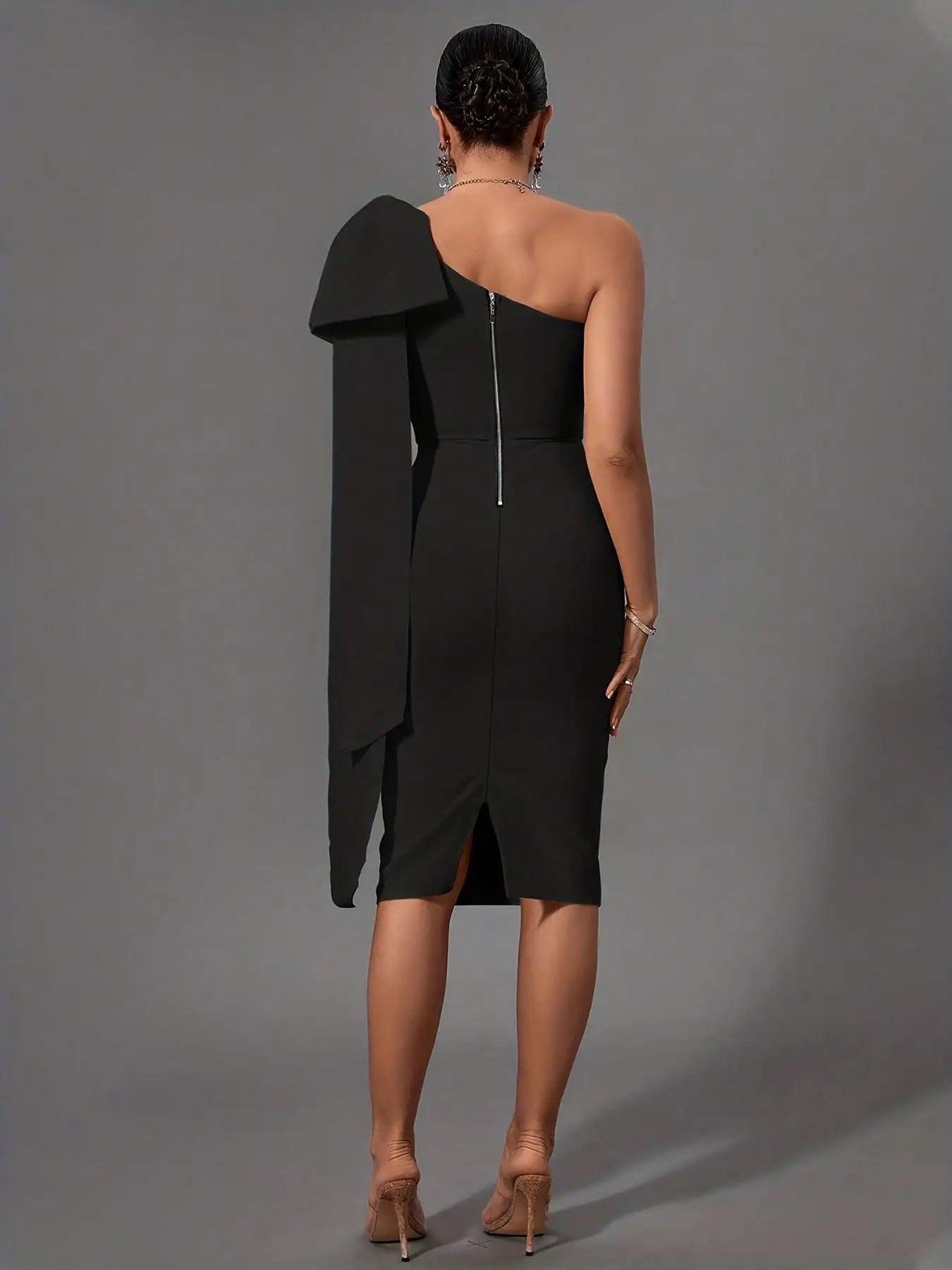 Black Bodycon Dress One Shoulder
