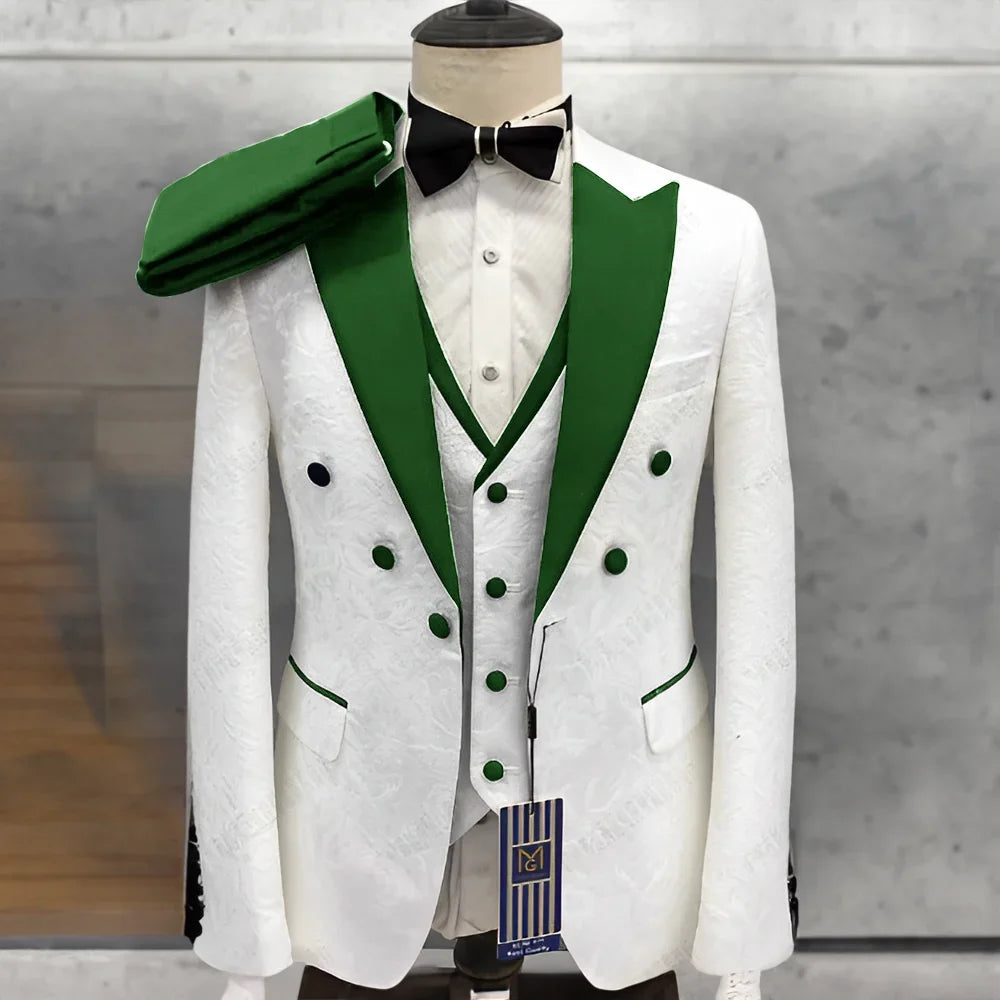 Latest Designs Men's Suits Shawl Lapel Groom Tuxedos Slim Fit Terno Prom Party 3 Pieces Set