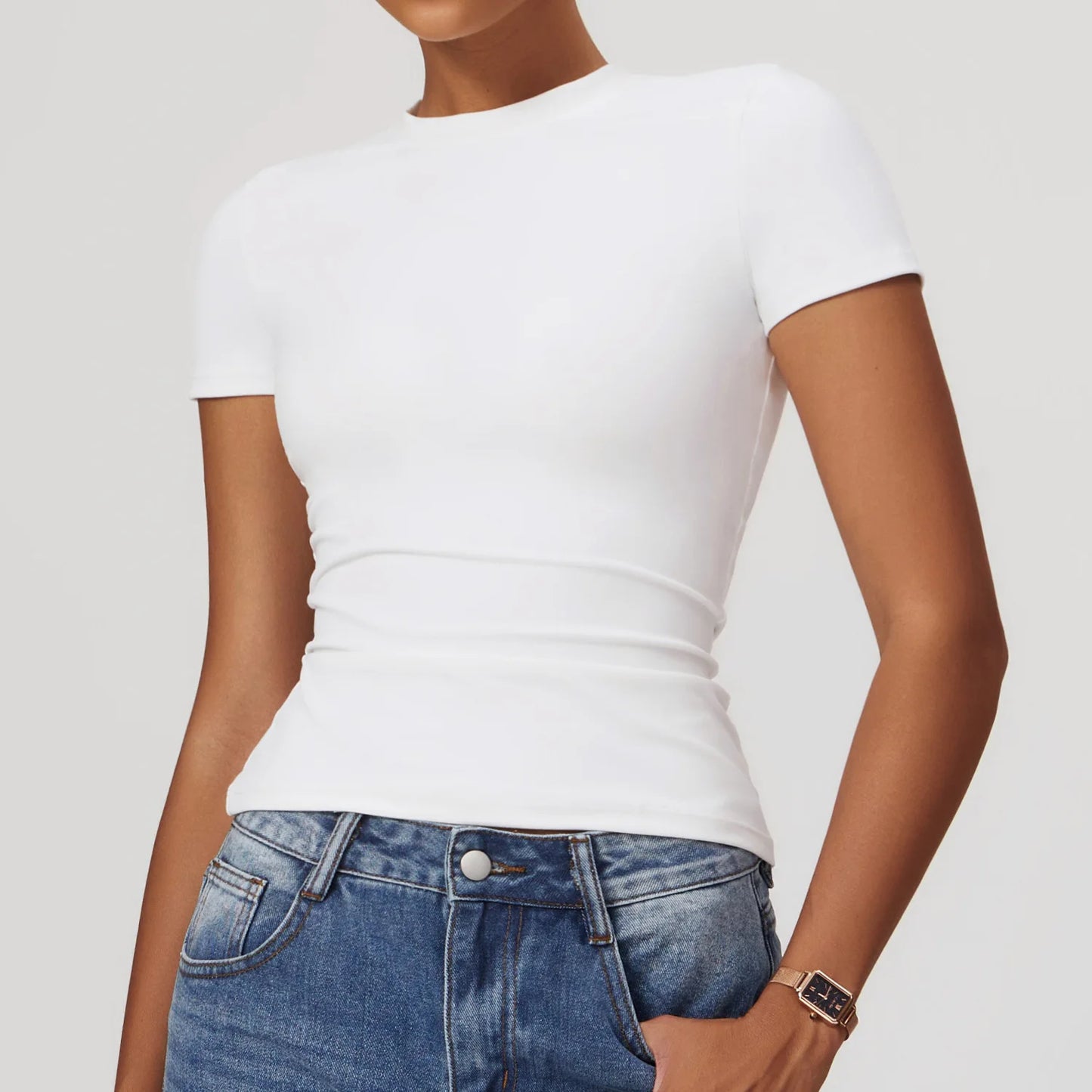Women's Sports T Shirt Summer Short Sleeve Running  Round Neck Breathable Stretchy GYM Yoga Slim Fitness Active Top Tee