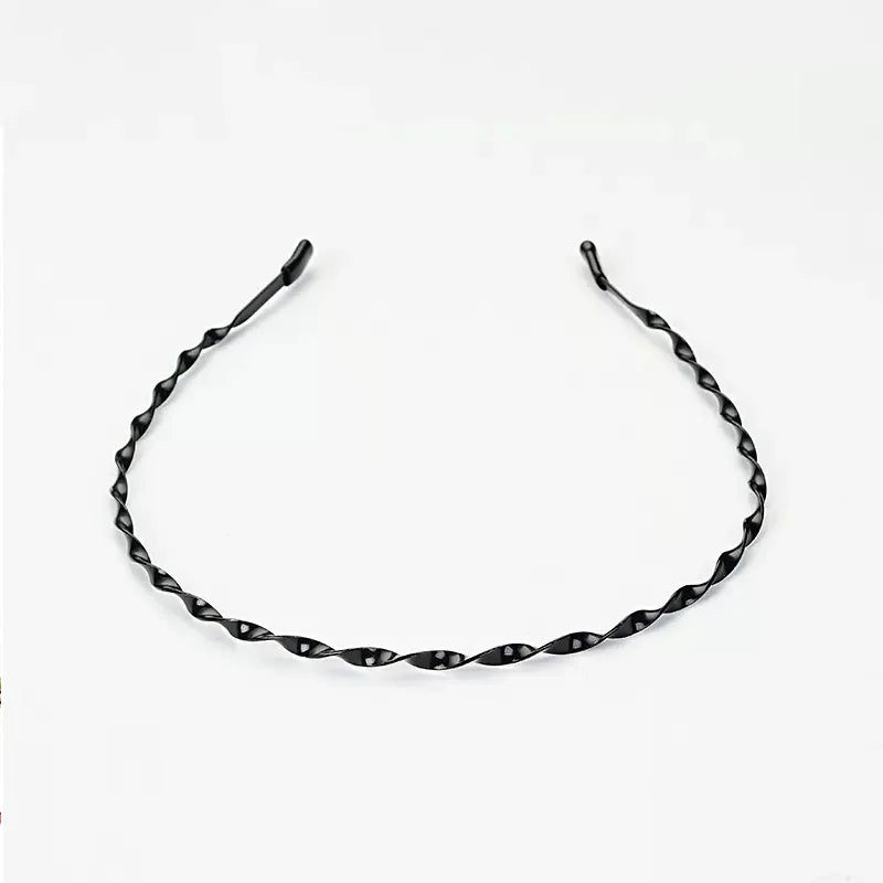 Unisex Black Elastic Non Slip Simple Metal Headbands For Women Wavy Hairband Spring Hair Hoop Fashion Hair Accessories