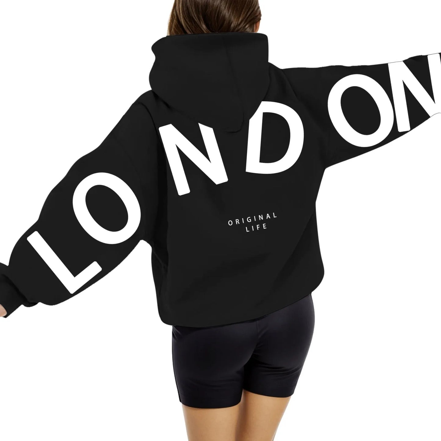 High Street Hip Hop Letter Print Women Hoodies Tops Oversize Sport Casual Long Sleeve Pullover Tops Sweatshirts