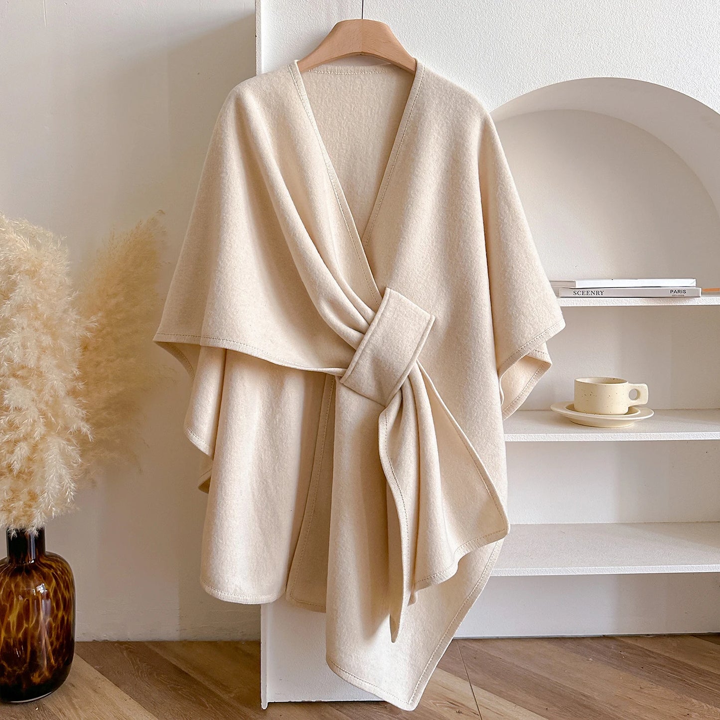 Women's Poncho Winter Warm Shawl Double Sided Designer Thickening Blanket Luxury Scarf Female Cloak Cashmere Pashmina
