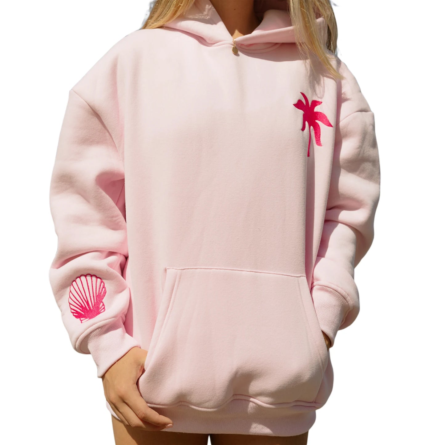 Women s Floral Embroidered Long Sleeve Beach Hoodie Oversized Sweatshirt Casual Streetwear Pullover Top