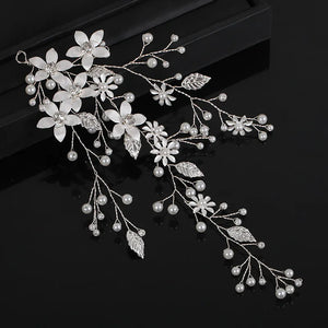 Flower Leaf Crystal Pearl Headband Hairband For Women  Hair Accessories Vine Jewelry Band Headband