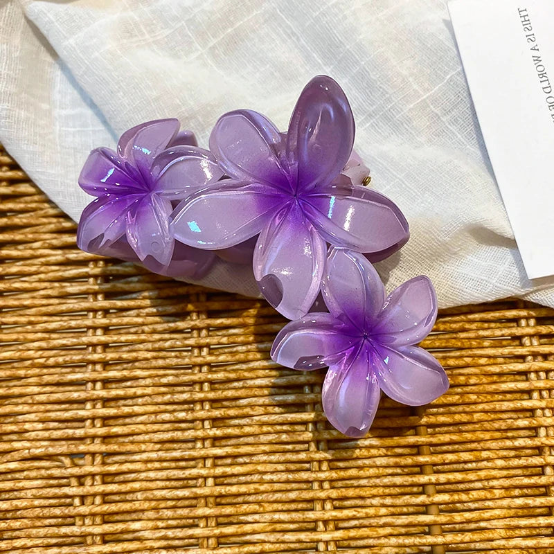 Sunflower Shark Clip Sweet Gradient Flower Grab Clip Ponytail Braid Hair Clip Beach Vacation Hairstyles