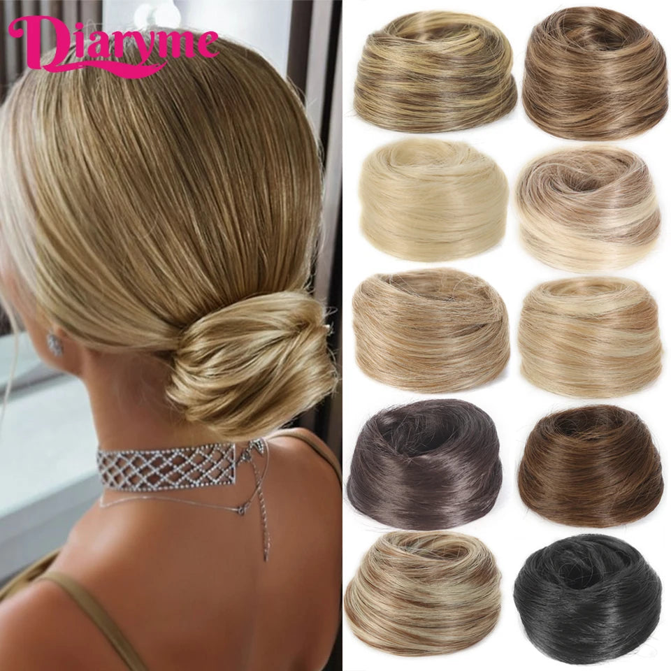 Synthetic Hair Bun Woman Straight Updo hair tie Elastic Rubber Band Chignon Hairpiece Extensions Hair Bands Natural Hairpiece