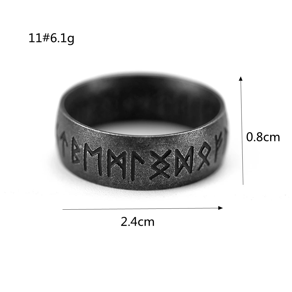 Nordic Viking Personalized Vintage Rune Fashion Simple Men's Ring Stainless Steel Jewelry