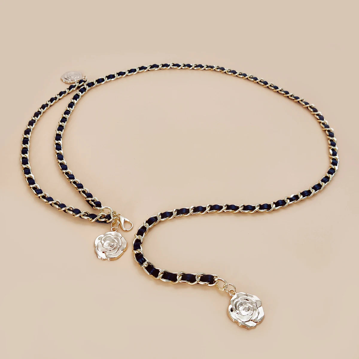 Fashion Gold Chain Belt Female Waist Flower charm For Women High Quality Luxury Tassel Dress Waistband Adjustable Metal Corset