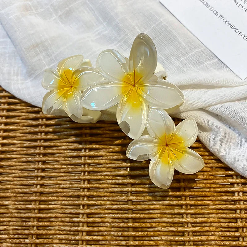 Sunflower Shark Clip Sweet Gradient Flower Grab Clip Ponytail Braid Hair Clip Beach Vacation Hairstyles