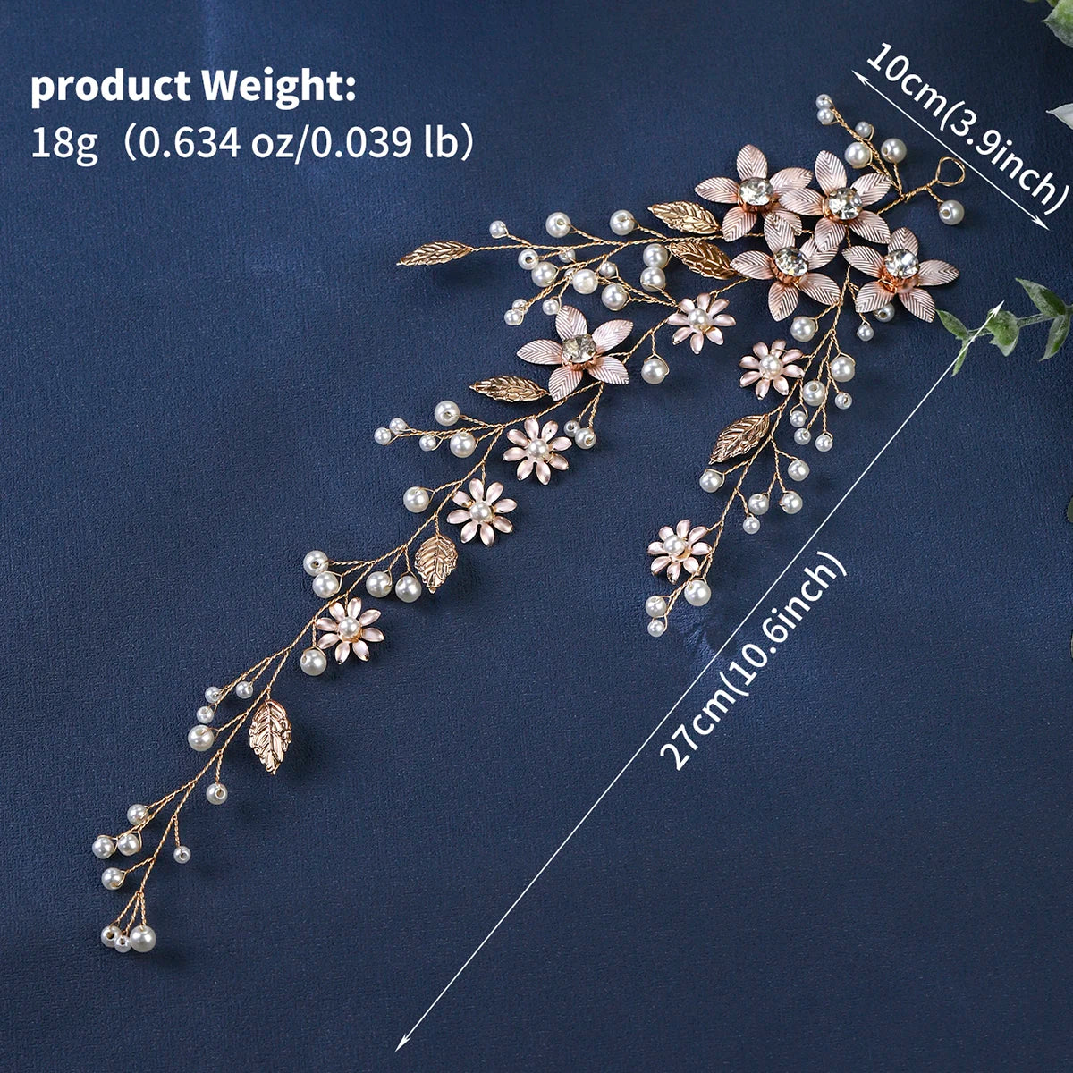 Handmade Blossom Headpiece Pearl Rhinestone Hair Bands Vine Metal Leaf Flower Headpiece Jewelry Hair Accessories