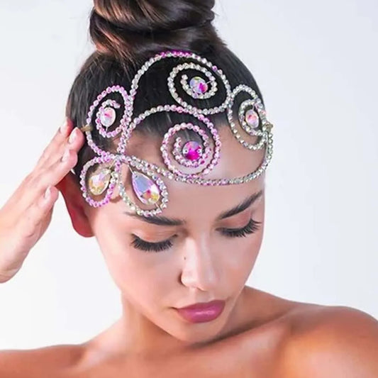 Color Rhinestone Headpiece  Tiara  Hair Piece Crystal