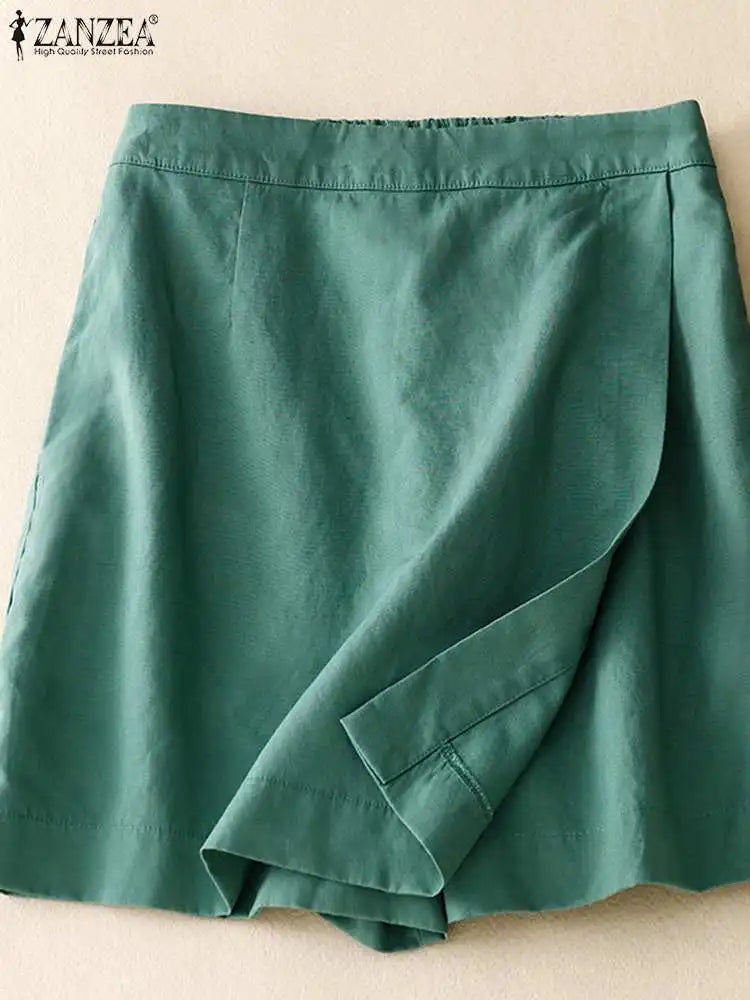 Women's Summer Sports Shorts Fashion Culottes  Solid Casual Culotte Pants Elastic High Waist Shorts Streetwear