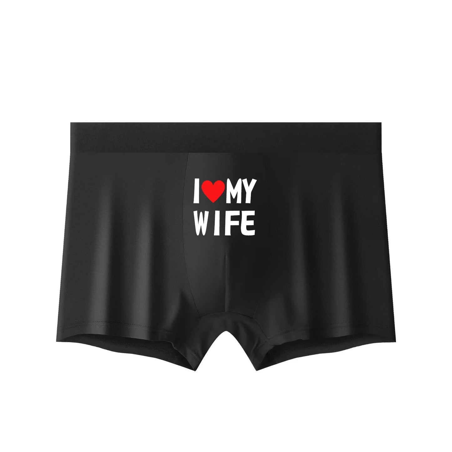 Style Men Underwear Black Color Men Boxer Fashion Personalized Printing I Love My Wife Soft Breathable Men