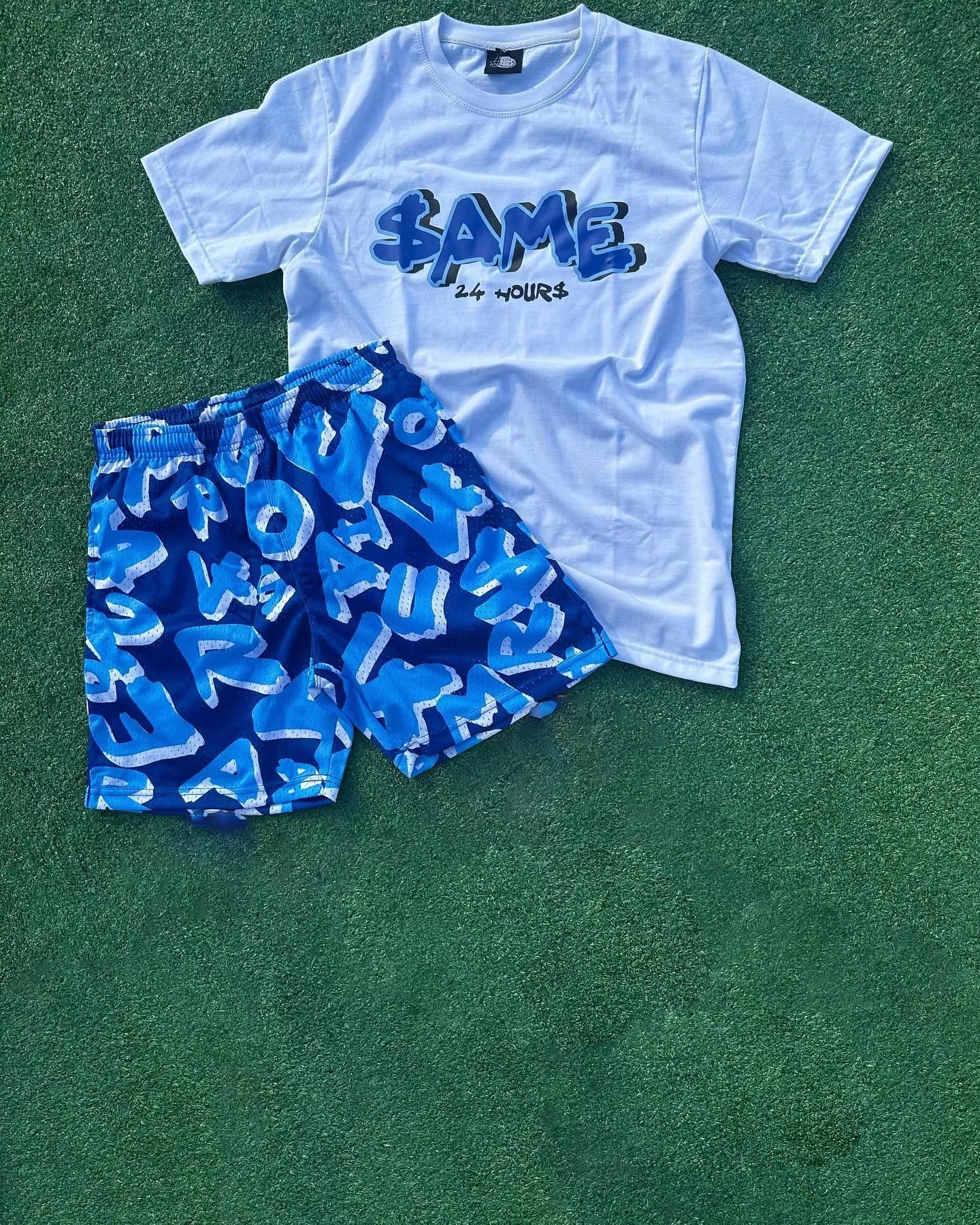 Men's Summer Set Sportswear 2-piece Set Short Sleeve Round Neck Custom Printed T-shirt Shorts Men's Shorts Set Lightweight