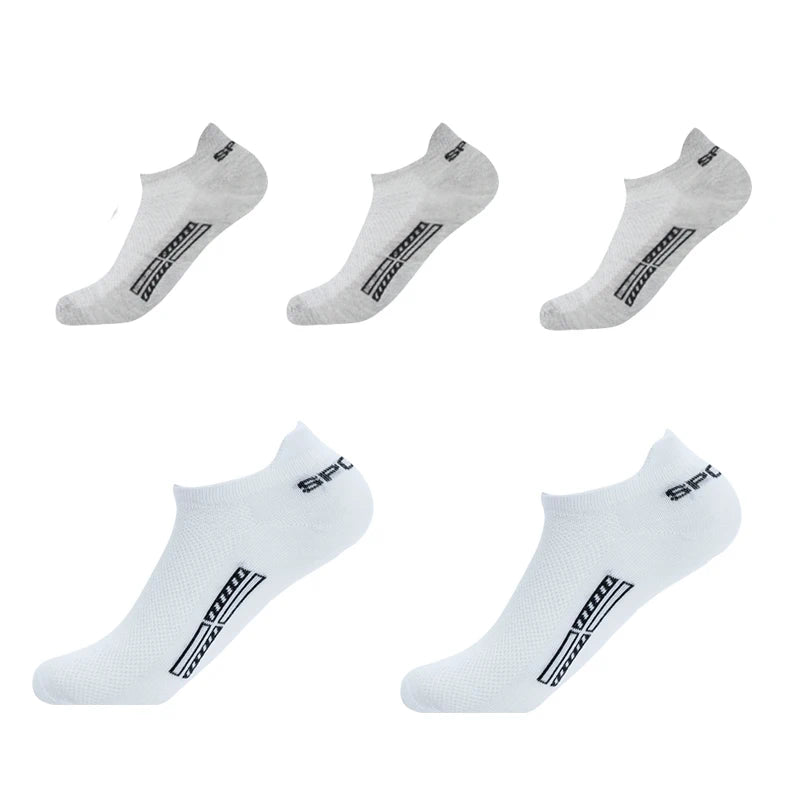 5 Pairs/Lot High Quality Men Ankle Socks Breathable Cotton Sports Mesh Casual Athletic Thin Cut Short Plus Size