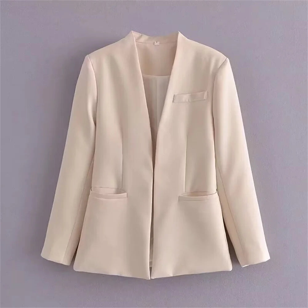 Casual Women's Wear Simple Fashion Solid Color Suit Top Straight Pants Set Two Piece Set Blazer Pants