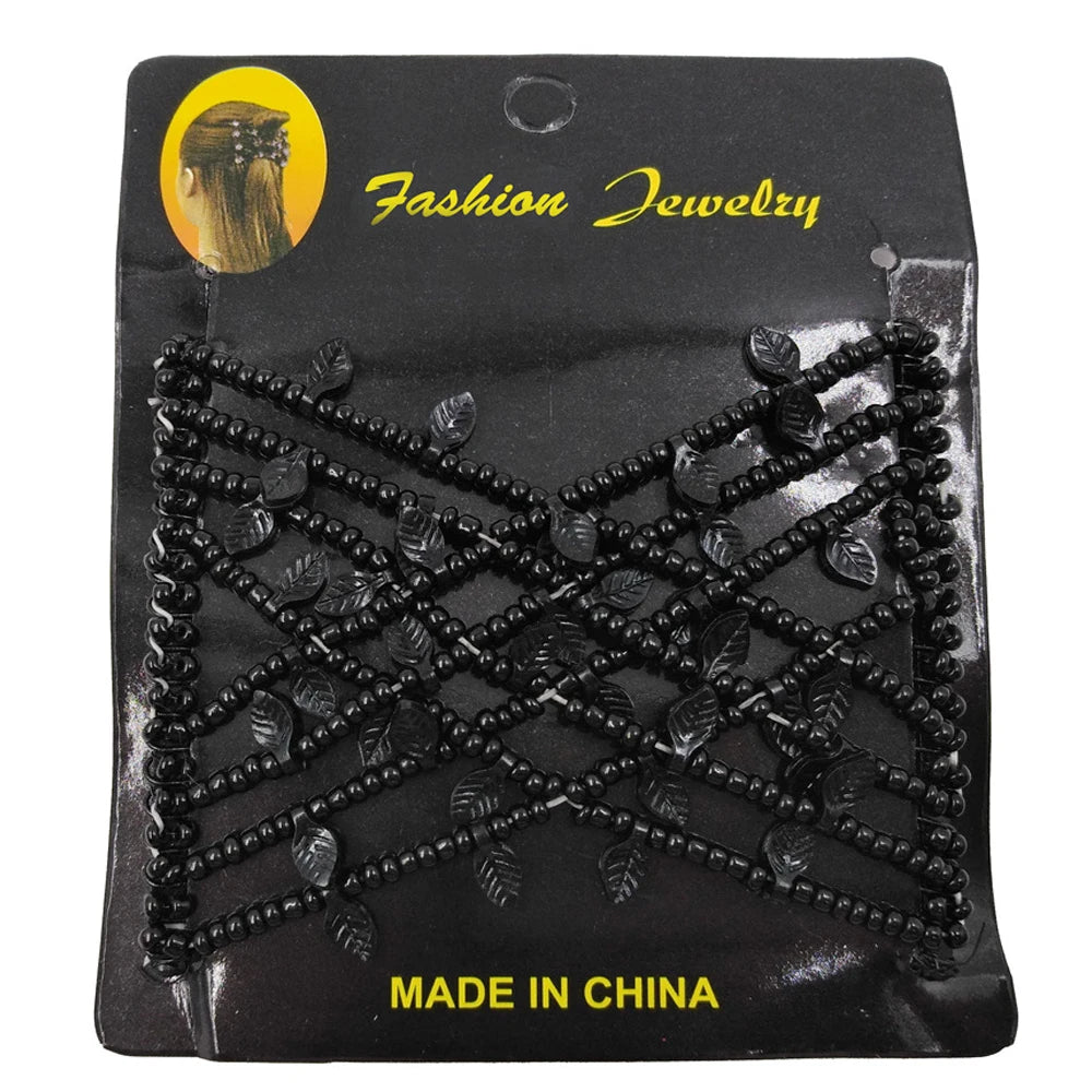Beads Hair Combs Shiny Rhinestone Beaded Hair Claws Magic Tuck Comb Updo Accessories Elastic Headwear Bun Ponytail Holder