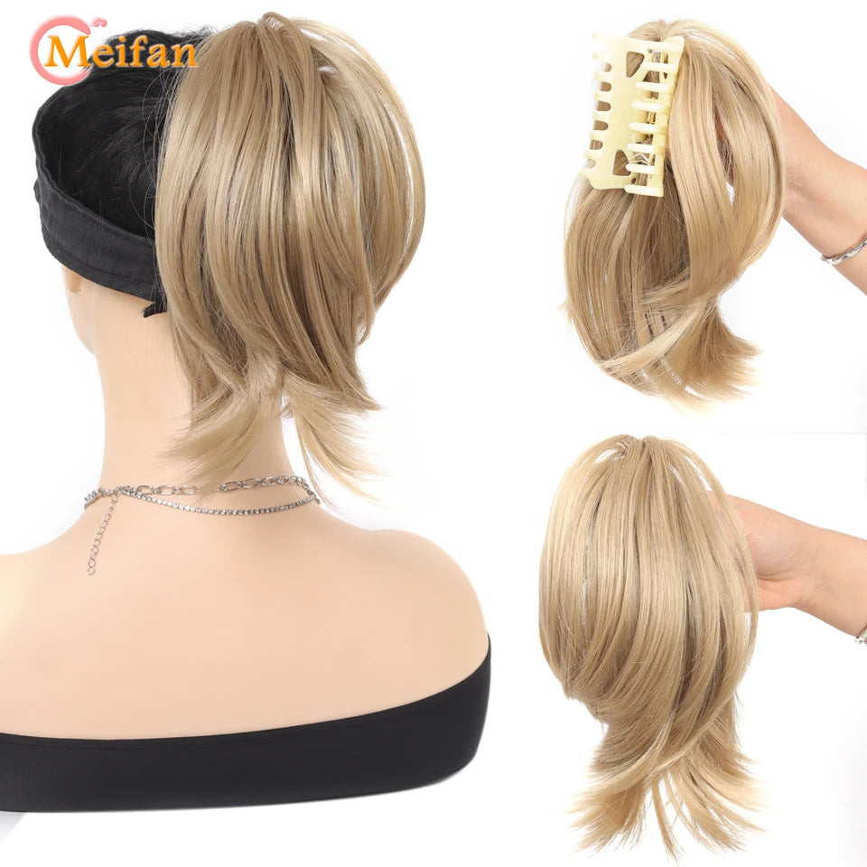 Synthetic Straight Claw Clip Chignon Fluffy Donut Messy Hair Bun Clip in Hairtail Extensions Natural Hairpieces for Women