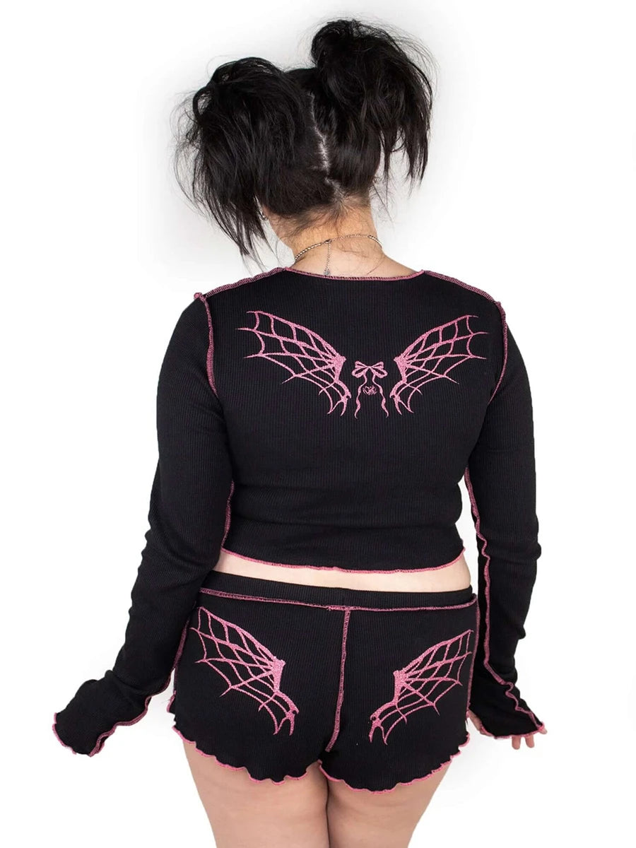 High Waist Lounge Shorts with Side Slits and Bow Detail for Summer Sleepwear Cheeky shorts