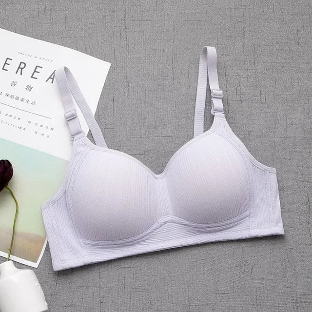 Wireless Push Up Bra Cotton Gathered Comfort V