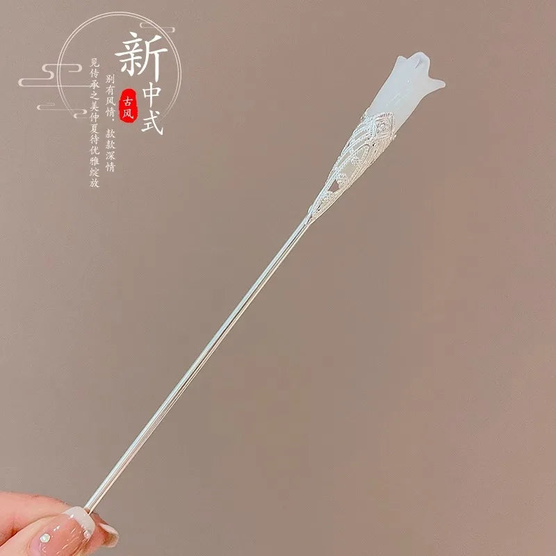 Elegant Chinese Style Hair Accessory Romantic Enameled Flower Tassel Hair Pin Alloy Jewelry Hairpin For Women Fashion Hairpin