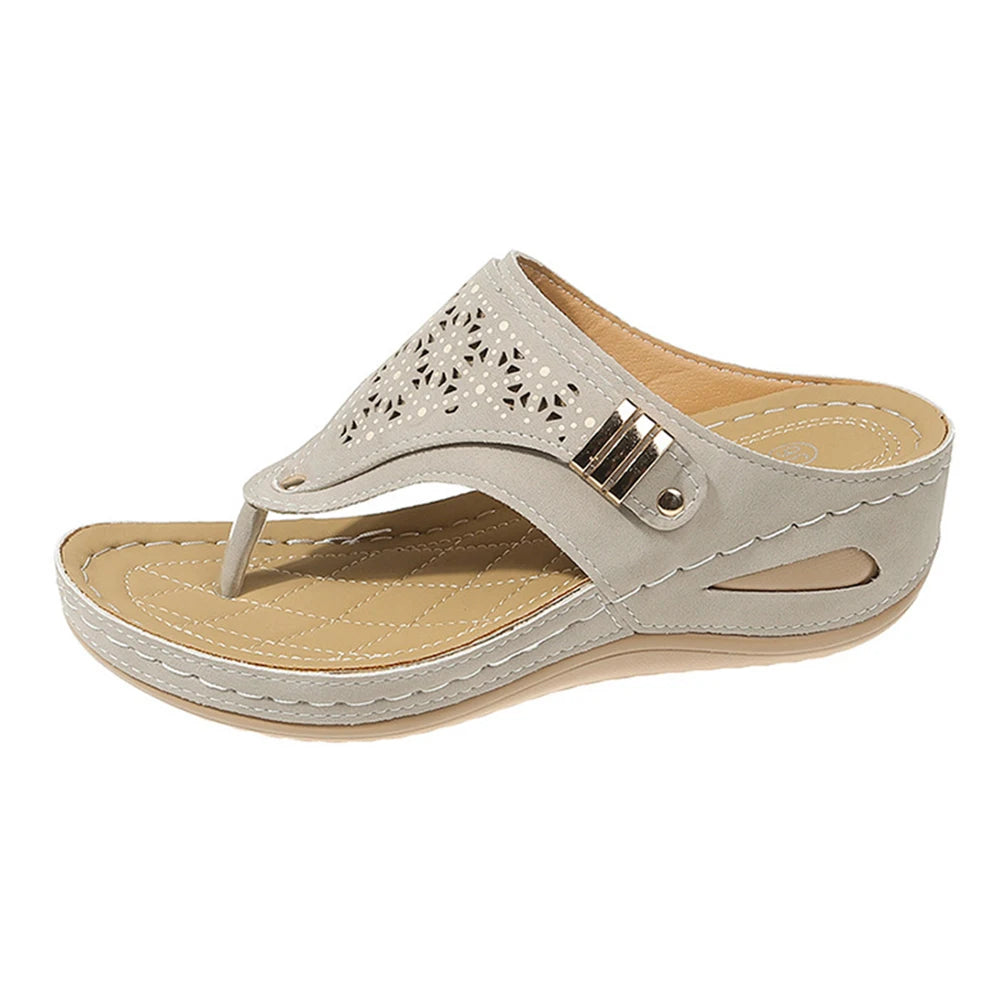 Women Orthopedic Sandals Casual Wedge Sandals Breathable Thick Sole Beach Shoes Comfortable Clip Toe Sandals for Outdoor Travel