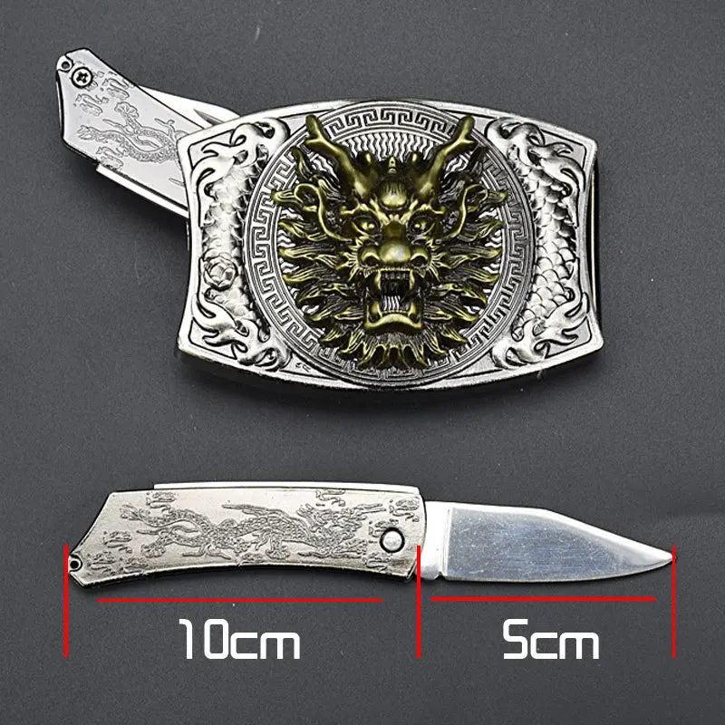 Metal West Cowboy Belt Buckle With Knife  Jeans Accessories Fit 3.8CM-4CM