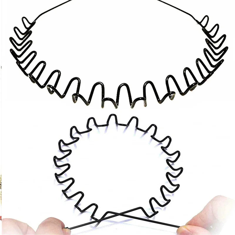 Unisex Black Elastic Non Slip Simple Metal Headbands For Women Wavy Hairband Spring Hair Hoop Fashion Hair Accessories