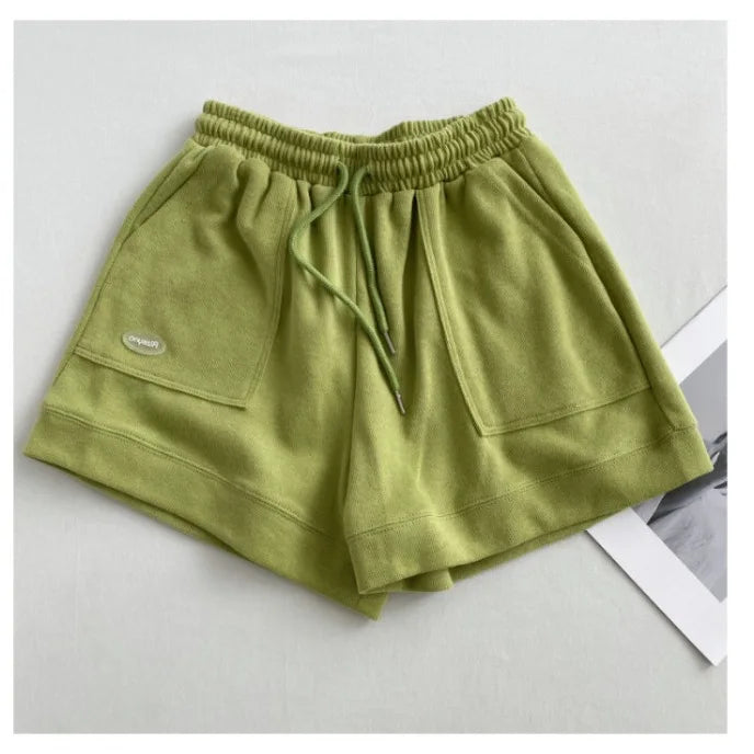 Women's comfortable loose wide-legged drawstring pants Slim Waist Slim fit casual home versatile sports shorts