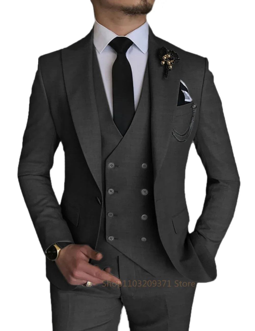 3 Piece Suits Men's Suits  Wedding Wear Business Male Groom Wedding Dress Jacket Vest Pants Set Blazers Coat