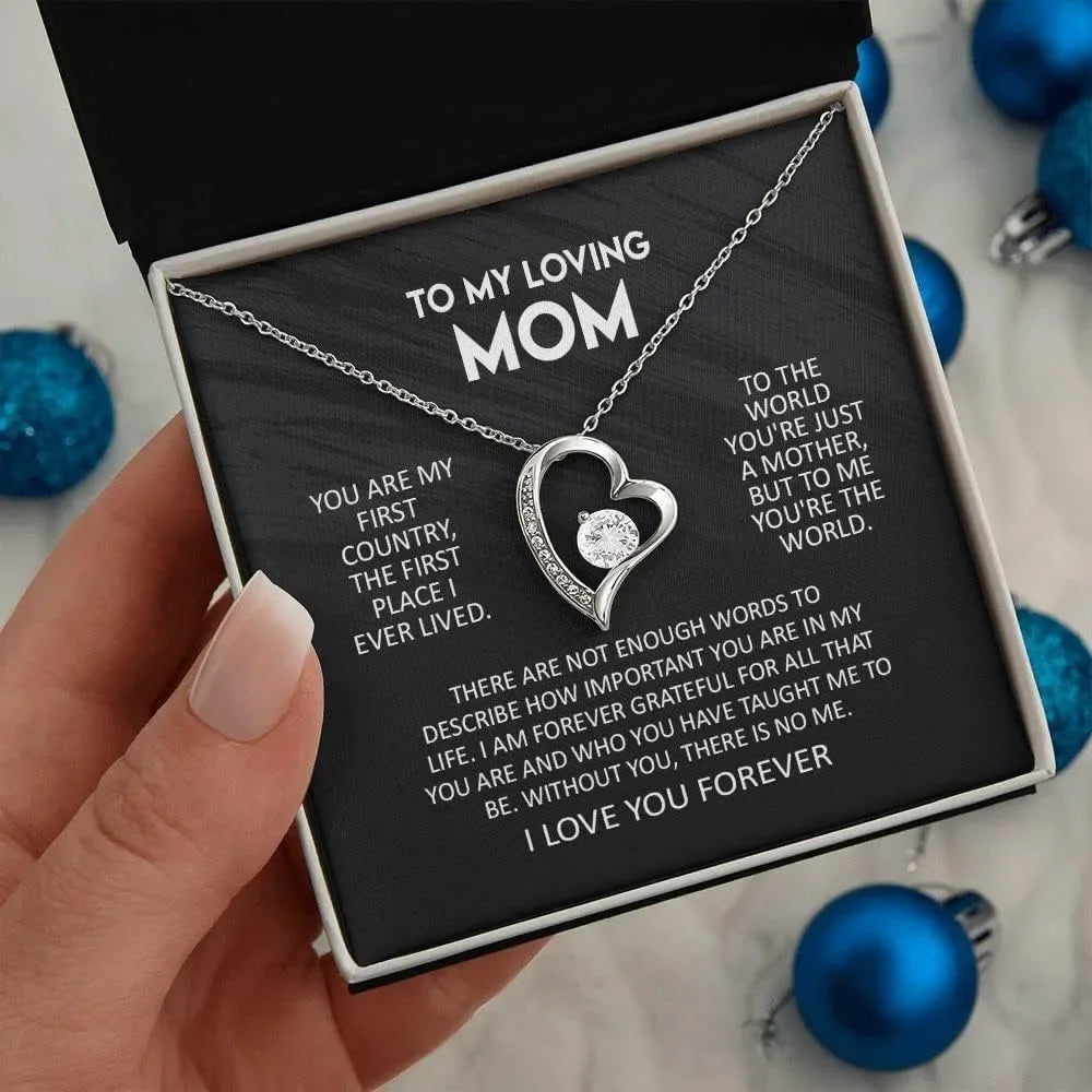 Hollow Necklace for Mom, Necklace + Card + Gift Box, Women's Necklace Rhinestone Necklace for Mom