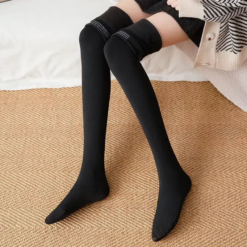Plush Over Knee Long Socks Velvet Thick Knee Socks with Silicone Pad Anti Slip Thigh High Socks Winter Warm