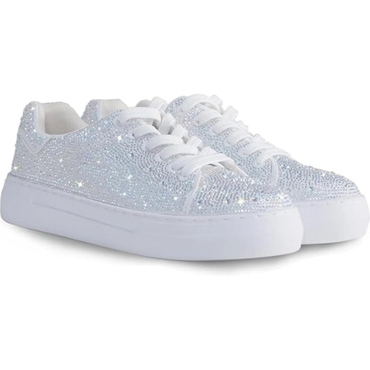 Sparkle Rhinestone Sneakers  Bling Sneakers Rhinestone Sneakers White Shoe Glitter